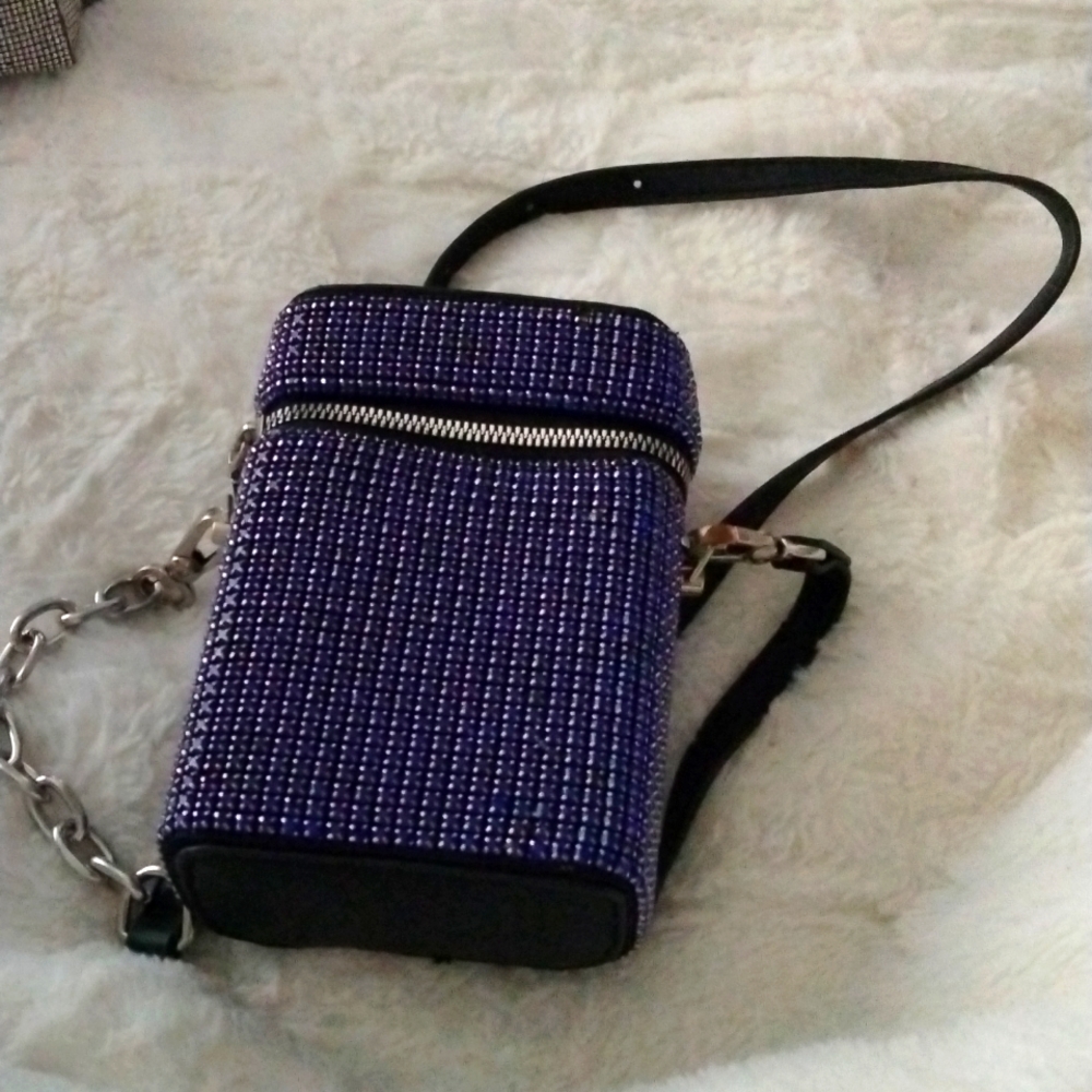 Cute cross body blue diamond purse
